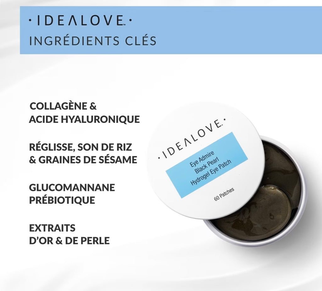 Idealove Patchs pour les yeux Eye admire à l'hydrogel et à la perle noire, 60 patchs